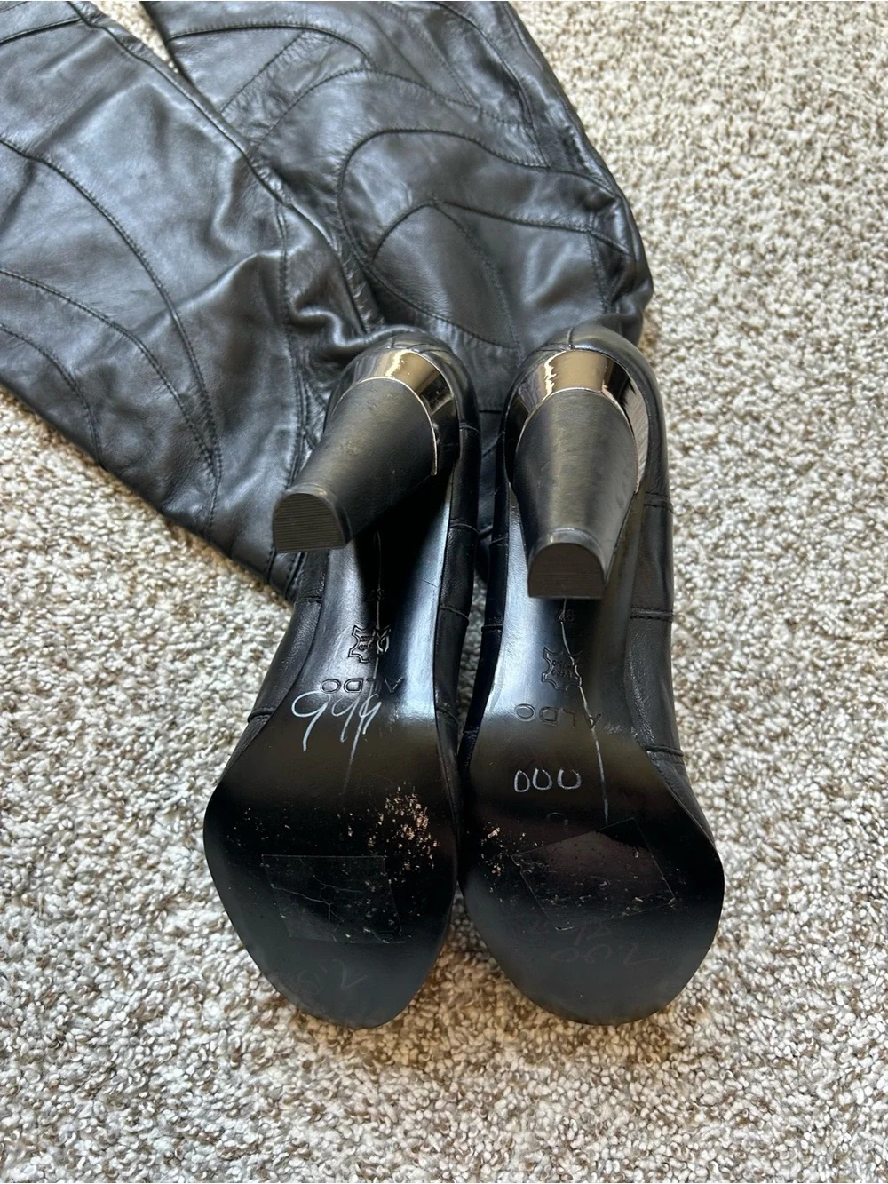 Aldo Leather Knee High Boots with unique patchwork